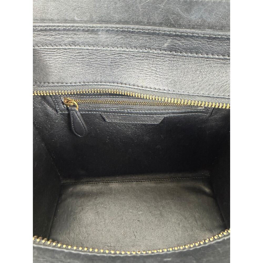 Celine Tricolor Mini Luggage Tote Bag Calf Leather Suede Rust Red Black - Picture 13 of 16